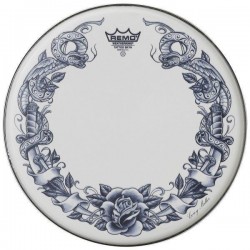22" PARCHE REMO POWERSTROKE TATTOO WHITE...