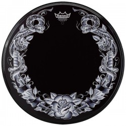 22" PARCHE REMO POWERSTROKE TATTOO BLACK...