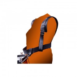 CORREA NEGRA CRUZADA HOMBRERA DOS MOSQUETONES