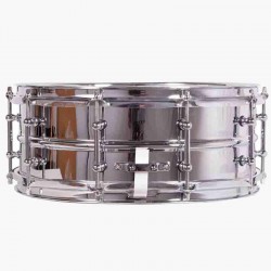 CAJA ORQUESTAL ACERO 35,6 Ø X 14 CM CROMADO AROS METÁLICOS BRIDA TRIPLE