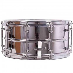 CAJA ORQUESTAL ACERO 35,6 Ø X 16 CM CROMADO AROS METÁLICOS BRIDA TRIPLE