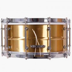 CAJA ORQUESTAL LATÓN 35,6 Ø X 16 CM DORADO AROS METÁLICOS BRIDA SIMPLE