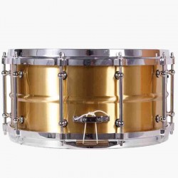 CAJA ORQUESTAL LATÓN 35,6 Ø X 16 CM DORADO AROS METÁLICOS FUNDIDOS