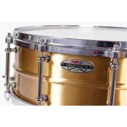 CAJA ORQUESTAL LATÓN 35,6 Ø X 14 CM DORADO AROS METÁLICOS FUNDIDOS