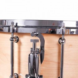 CAISSE CLAIRE D’ORCHESTRE EN ÉRABLE 35,6 Ø X 16 CM ANNEAUX EN MÉTAL COULÉ NATUREL