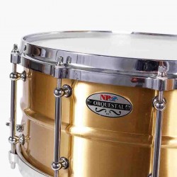 CAJA ORQUESTAL LATÓN 35,6 Ø X 16 CM DORADO AROS METÁLICOS FUNDIDOS