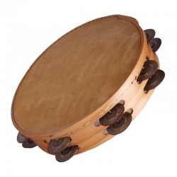 Tambourin cantabrique de 25cm peaux cuir d’acajou.-np drums