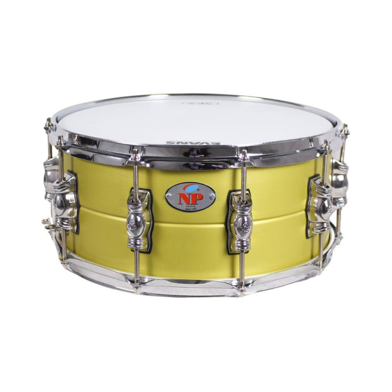 NPdrums GREAT ALUMINUM BATTERY BOX 35.6 Ø X 16 CM PISTACHIO METAL RINGS