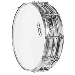 CAJA ORQUESTAL ACERO 35,6 Ø X 10 CM CROMADO AROS METÁLICOS BRIDA TRIPLE