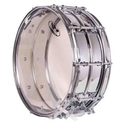 CAJA ORQUESTAL ACERO 35,6 Ø X 14 CM CROMADO AROS METÁLICOS BRIDA TRIPLE