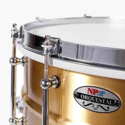 CAJA ORQUESTAL LATÓN 35,6 Ø X 16 CM DORADO AROS METÁLICOS BRIDA SIMPLE