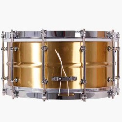 CAJA ORQUESTAL LATÓN 35,6 Ø X 16 CM DORADO AROS METÁLICOS BRIDA SIMPLE