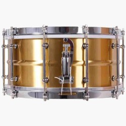 CAJA ORQUESTAL LATÓN 35,6 Ø X 16 CM DORADO AROS METÁLICOS BRIDA SIMPLE