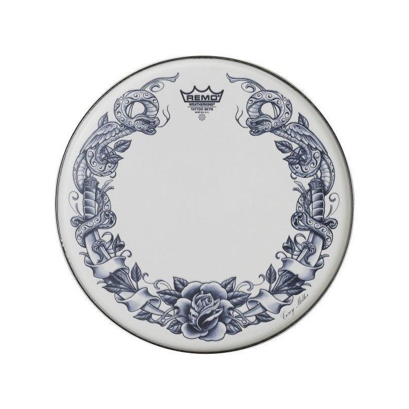 22" PARCHE REMO POWERSTROKE TATTOO WHITE DRAGON 55,9 Ø
