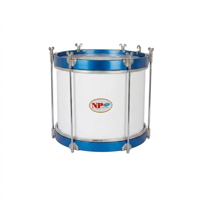 TAMBOR TAMBORRADA VARILLAS 30,5 Ø X 21 CM BLANCO AROS AZUL MARINO PLASTICO