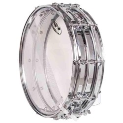 CAIXA DE AÇO ORQUESTRAL 35,6 Ø X 10 CM ANÉIS METÁLICOS CROMADOS FLANGE TRIPLO