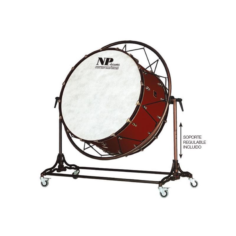 Old 40" x 20" Cherry Red Concert Bass Drum with Stand-NPdrums