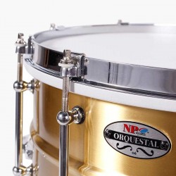 CAJA ORQUESTAL LATÓN 35,6 Ø X 16 CM DORADO AROS METÁLICOS BRIDA SIMPLE