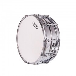 CAJA ORQUESTAL ACERO 35,6 Ø X 14 CM CROMADO AROS METÁLICOS BRIDA TRIPLE