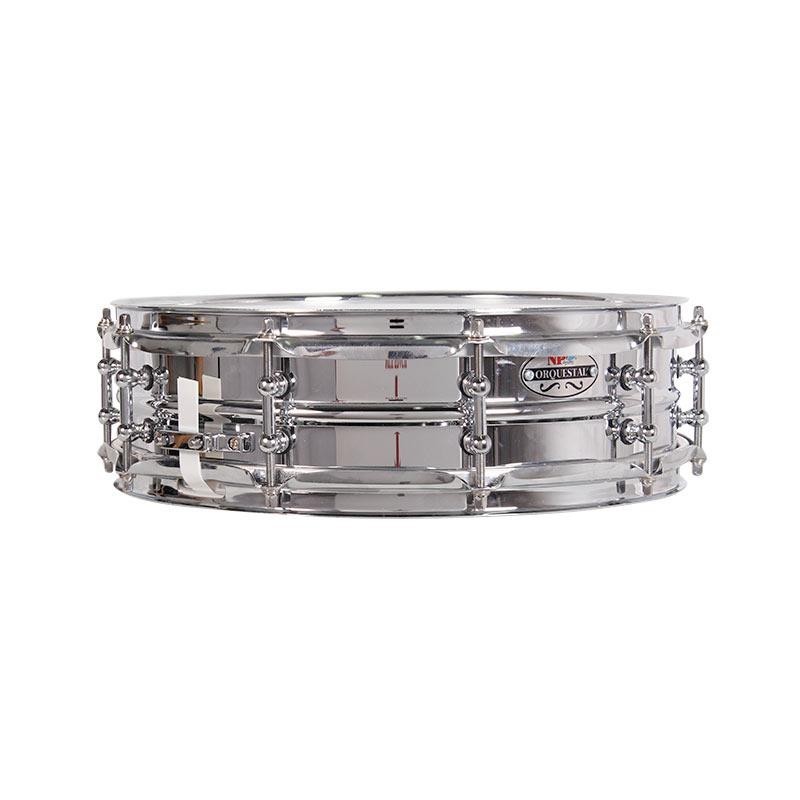 ORCHESTRAL STEEL Snare drum 14" X 4" CHROMED METAL RINGS TRIPLE FLANGE