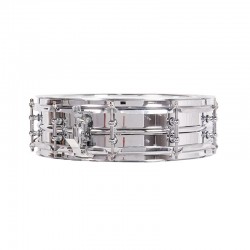 CAJA ORQUESTAL ACERO 35,6 Ø X 10 CM CROMADO AROS METÁLICOS BRIDA TRIPLE