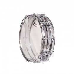 CAJA ORQUESTAL ACERO 35,6 Ø X 10 CM CROMADO AROS METÁLICOS BRIDA TRIPLE