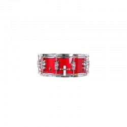 GRANDE BOÎTE À PILES DOUBLÉE 35,6 Ø X 14 CM ANNEAUX EN MÉTAL ROUGE CERISE