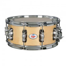 CAJA GREAT MADERA CROME 35,6 Ø X 15 CM NATURAL AROS METÁLICOS 